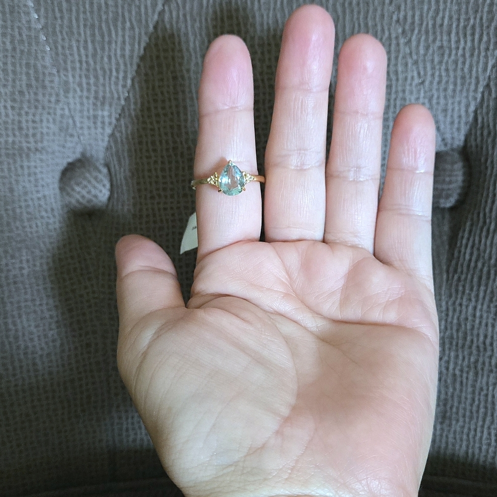 Shivam Green💚 Flourite Teardrop💧 with White Topaz Ring💍 - NWT - Picture 7 of 16